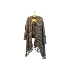 Gray Striped Fringe cardigan.